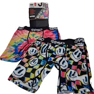 PSD Boys Boxer Briefs Happy Dye Smile Flex Fit Youth Medium 2pk